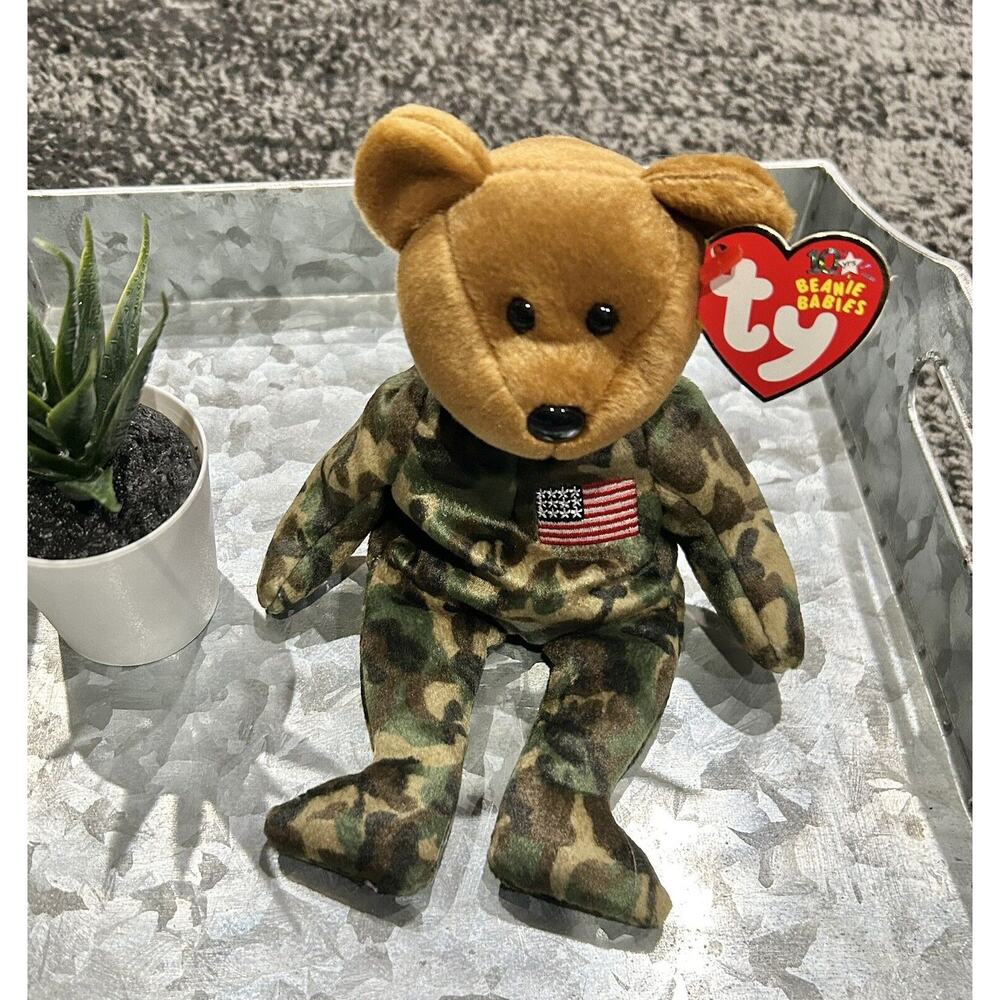 Ty Beanie Baby “HERO” Vintage 03’ US Military USO Army American Flag Teddy Bear